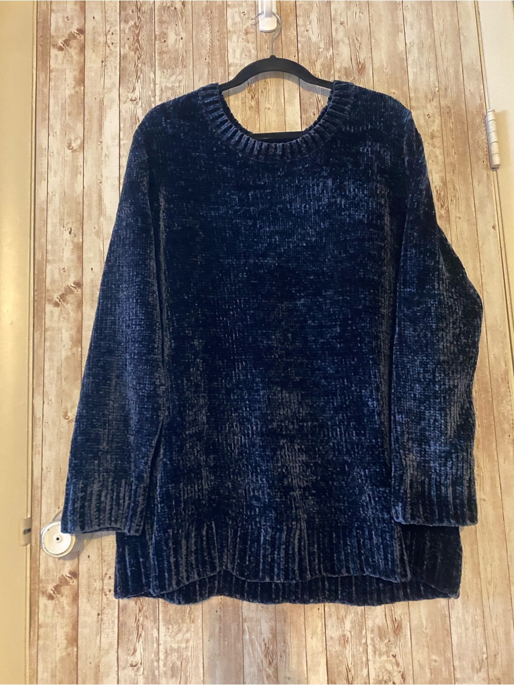 Orvis Plush Chenille Crewneck Sweater - Navy Blue Women's XL Very Soft Holiday